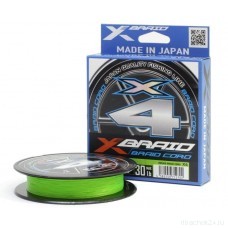 Шнур YGK X-Braid Braid Cord X4 150m Chartreuse #3.0, 0.285мм, 40lb, 18.0кг